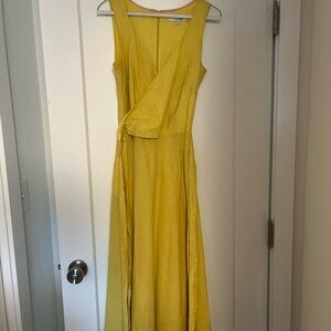 Boden Yellow Sleeveless Wrap Dress